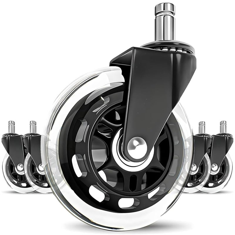 FALONG Office Chair Wheels 3 Caster Wheels Office Chair Wheel Replacement Set of 5 HeavyDuty Chair Casters Suitable for Hardwood Floors and Carpets Achieving Scratch Free Smooth Silent