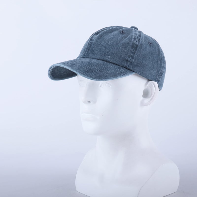 LANGZHEN Unisex Baseball Cap 100% Cotton Fits Men Women Washed Denim Adjustable Dad Hat(Denim Blue) - Image 4