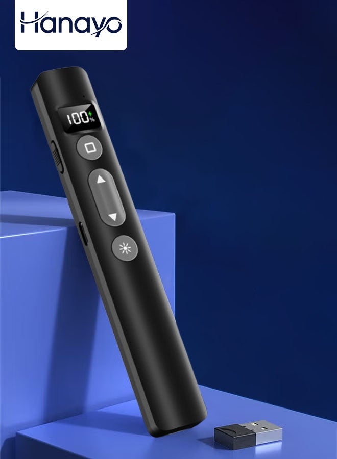 Hanayo 2.4Ghz USB Wireless Presenter Flip Pen Rechargeable Wireless Presentation PPT Remote Control for PowerPoint Presentation Clicker for PC MAC Laptop(Black) - Image 1