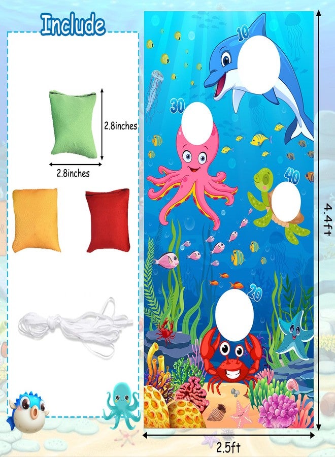 Serencatcher Ocean Toss Game, Bean Bag Toss Game for Kids Ocean Theme, Ocean Sea Animal Backdrop Photo Background for Boys Girls Adults Birthday Party Outdoor Indoor Games Family Class Activities Carnival - Image 2