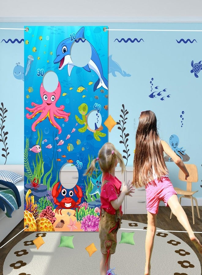 Serencatcher Ocean Toss Game, Bean Bag Toss Game for Kids Ocean Theme, Ocean Sea Animal Backdrop Photo Background for Boys Girls Adults Birthday Party Outdoor Indoor Games Family Class Activities Carnival - Image 5