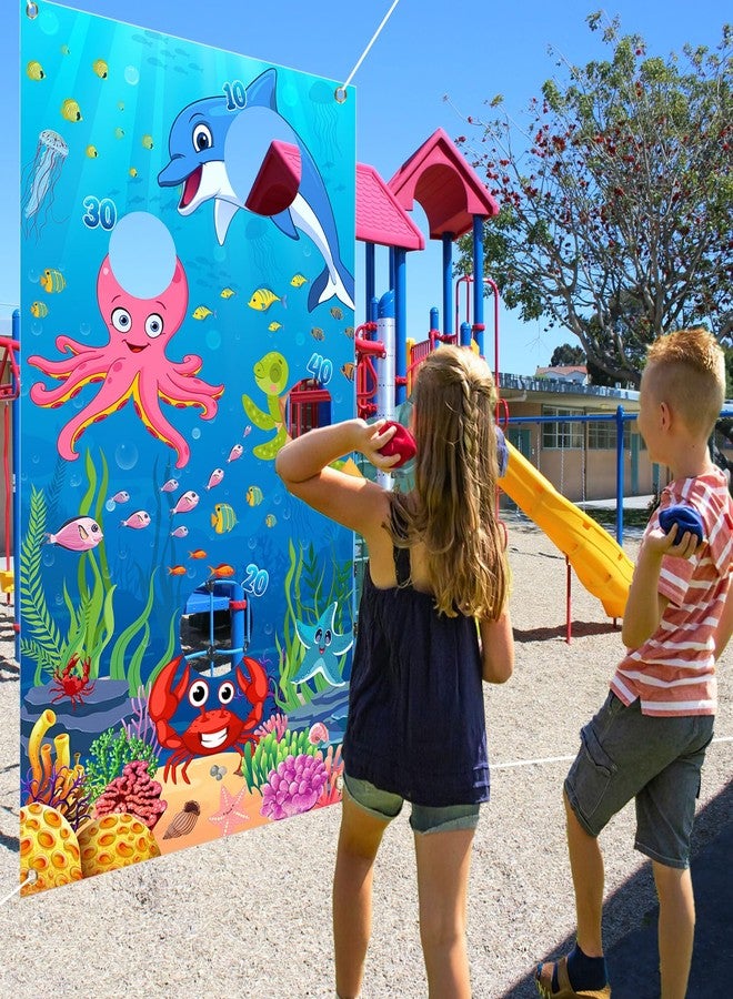 Serencatcher Ocean Toss Game, Bean Bag Toss Game for Kids Ocean Theme, Ocean Sea Animal Backdrop Photo Background for Boys Girls Adults Birthday Party Outdoor Indoor Games Family Class Activities Carnival - Image 3