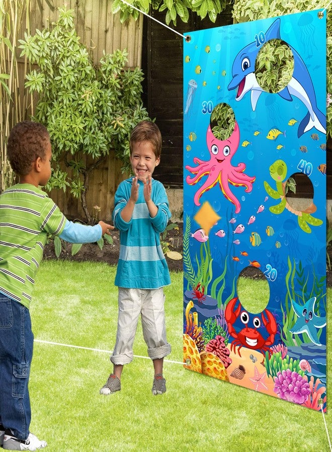 Serencatcher Ocean Toss Game, Bean Bag Toss Game for Kids Ocean Theme, Ocean Sea Animal Backdrop Photo Background for Boys Girls Adults Birthday Party Outdoor Indoor Games Family Class Activities Carnival - Image 1