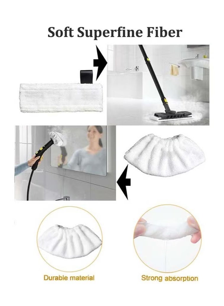 8 Pack Replacement Microfibre Mop Cloths with Pads Set Fits for Karcher Steam Cleaner SC2 SC3 SC4 SC5 Accessories（4 Rag Nozzle Covers & for Karchers 4 Microfiber Mopping Pads） - Image 3