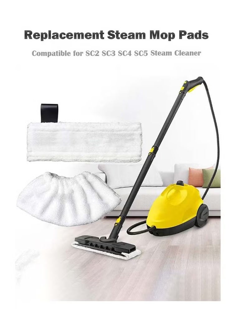 8 Pack Replacement Microfibre Mop Cloths with Pads Set Fits for Karcher Steam Cleaner SC2 SC3 SC4 SC5 Accessories（4 Rag Nozzle Covers & for Karchers 4 Microfiber Mopping Pads） - Image 2