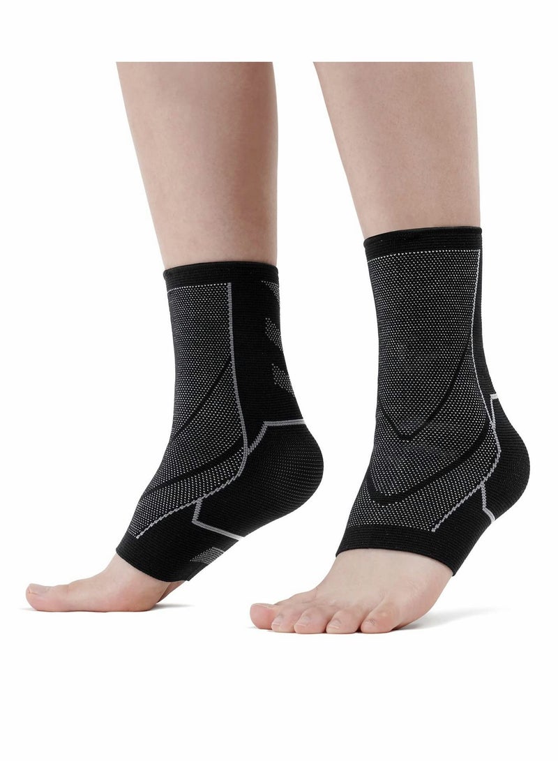 Y&D 2 Pack Ankle Brace Anti-Slip Breathable Compression Support Sleeve(L) - Image 1