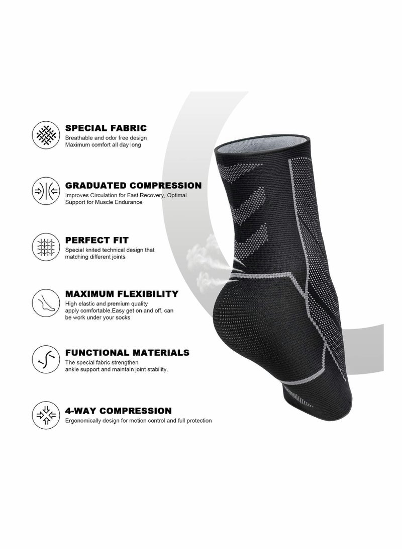 Y&D 2 Pack Ankle Brace Anti-Slip Breathable Compression Support Sleeve(L) - Image 4