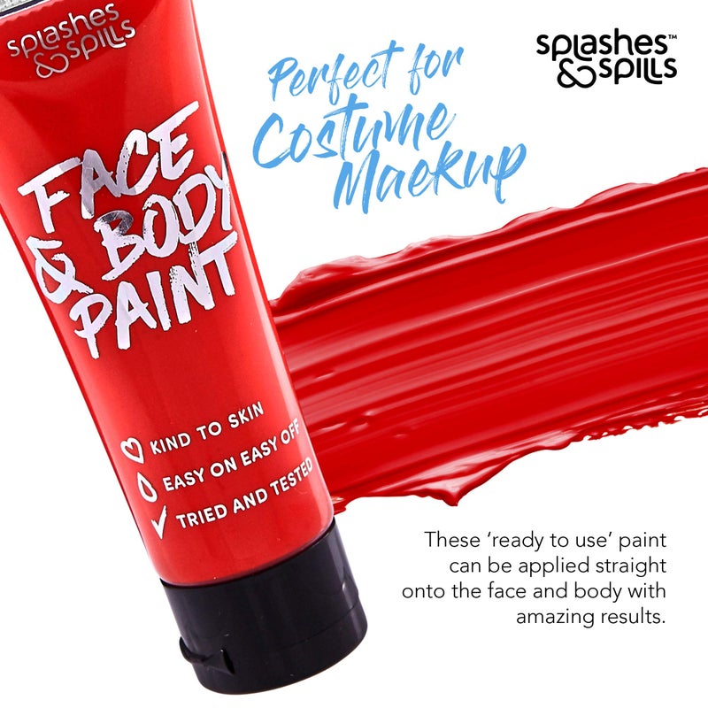 Splashes & Spills Face and Body Paint Cream, 30ml - Pretend Costume and Dress Up Makeup by Splashes & Spills (Red) - Image 4