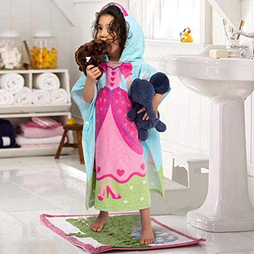Florica Hooded Bath Towels for Girls Kids Toddlers Children 2 to 6 Years Old Cotton Ultra Soft Absorbent Poncho Beach Towel for Pool Swim Pink Large Size 24"x 47" in Full-Length (Lovely Princess - Image 5