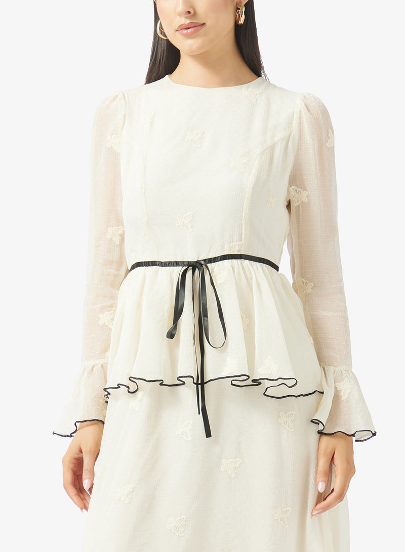 خزانة طقم بلوزة وتنورة بكسرات شفافة - Image 3