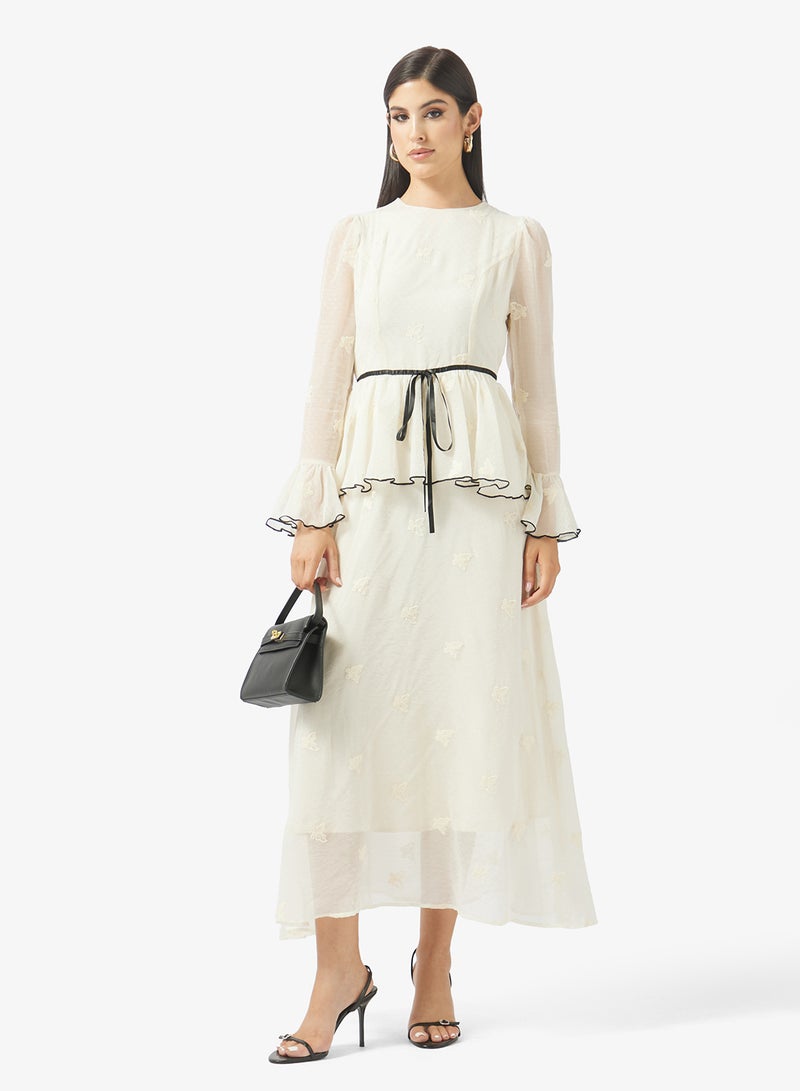 خزانة طقم بلوزة وتنورة بكسرات شفافة - Image 4