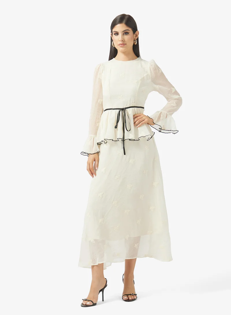 Sheer Peplum Top & Skirt Set