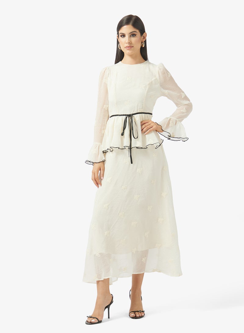 خزانة طقم بلوزة وتنورة بكسرات شفافة - Image 1