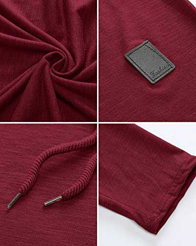 Lexiart Mens Fashion Athletic Hoodies Sport Sweatshirt Solid Color Fleece Pullover Red - Image 5