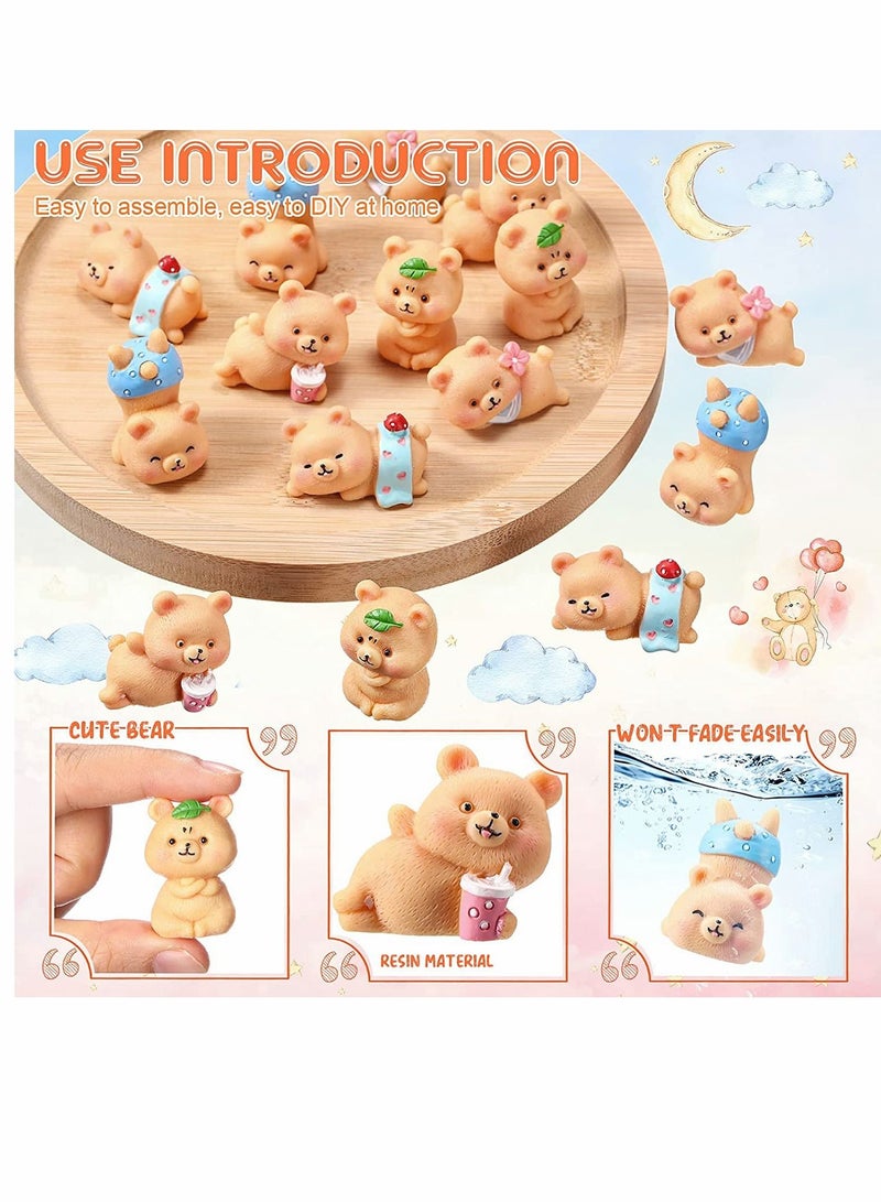 SYOSI Cake Topper, Resin Mini Bears Figurines, Bear Animal Figurines DIY Crafts Ornament, for Home Party Cake Garden Plant Pots Decorations, 15 Pcs - Image 2