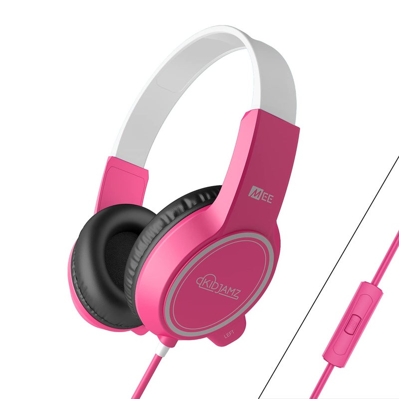 MEE Audio KidJamz 3 Kids Safe Listening Headphones with Volume Limiter & Built-in Microphone, Adjustable On-Ear Headset w/ 3.5mm Jack & Tangle-Free Cord for Online Learning/School/Travel/Tablet