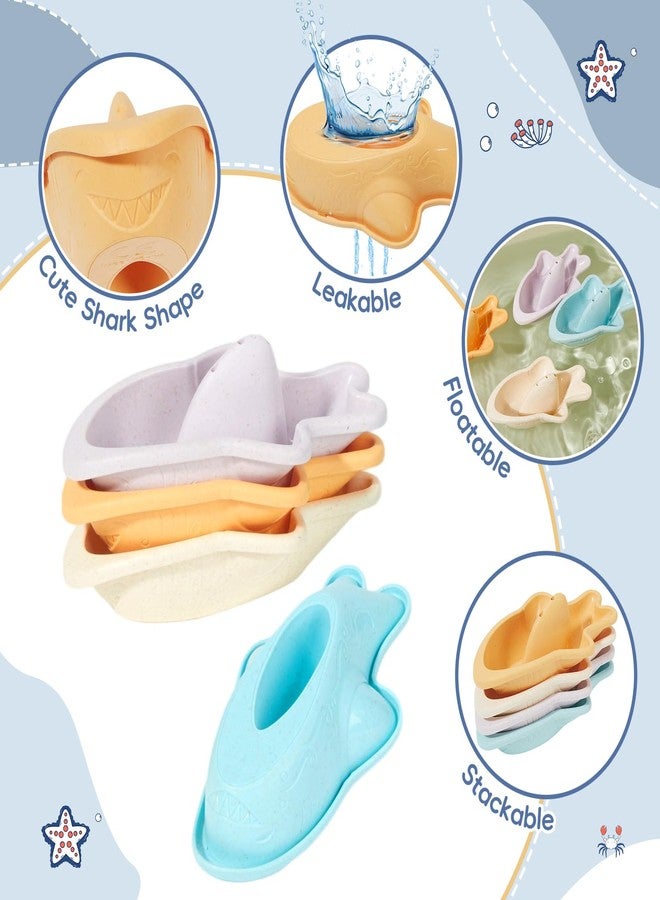 AMCHSURI Baby Bath Toys, 21PCS | Easy Clean & Mold Free Bath Toys for Babies 6-12 Months | Educational Shape-Sorting Lid & Baby Stacking Cups | Tub Water Pool Beach Toy for Baby Gift with Portable Storage Bin - Image 5