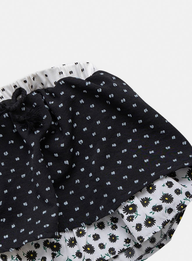 تنورة سوداء للبنات بخصر مطاطي وفيونكة