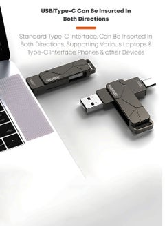 Faster 512GB Dual OTG USB Type-C Flash Drive - 2 in 1 USB 3.1 Pendrive with Metal Body - High Speed Jump Drive Memory Stick with Keychain - Transfer Speed Up to 100 Mbps - For Laptop, Mobile, Smart TV, Car, Speaker  - Image 3