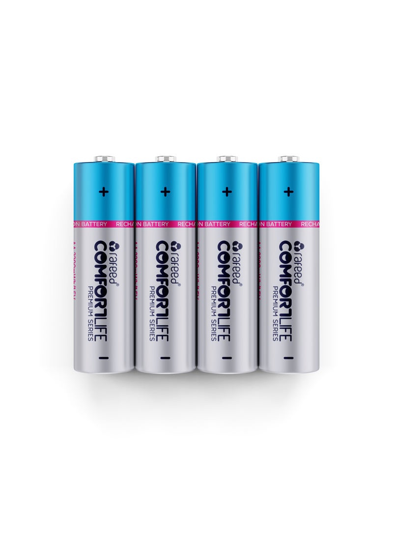 Rafeed AA Rechargeable batteries set/4, lithium-ion, Type-C charging 5VDC/500mA, with 4in1 cable, 1.5V, 1460mAh, 2220mWh  - Image 1