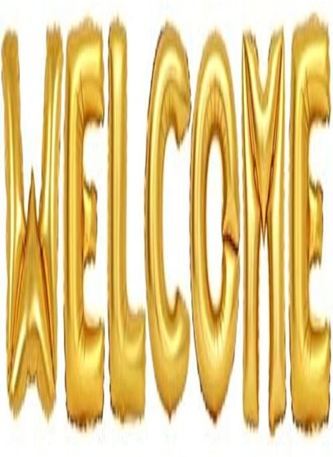 Salux - WELCOME 7Plus1 Set, 16inch GOLD Letters Foil Balloons for Birthday Wedding Party Decor GOLD Letters - Salux Collection - Image 1