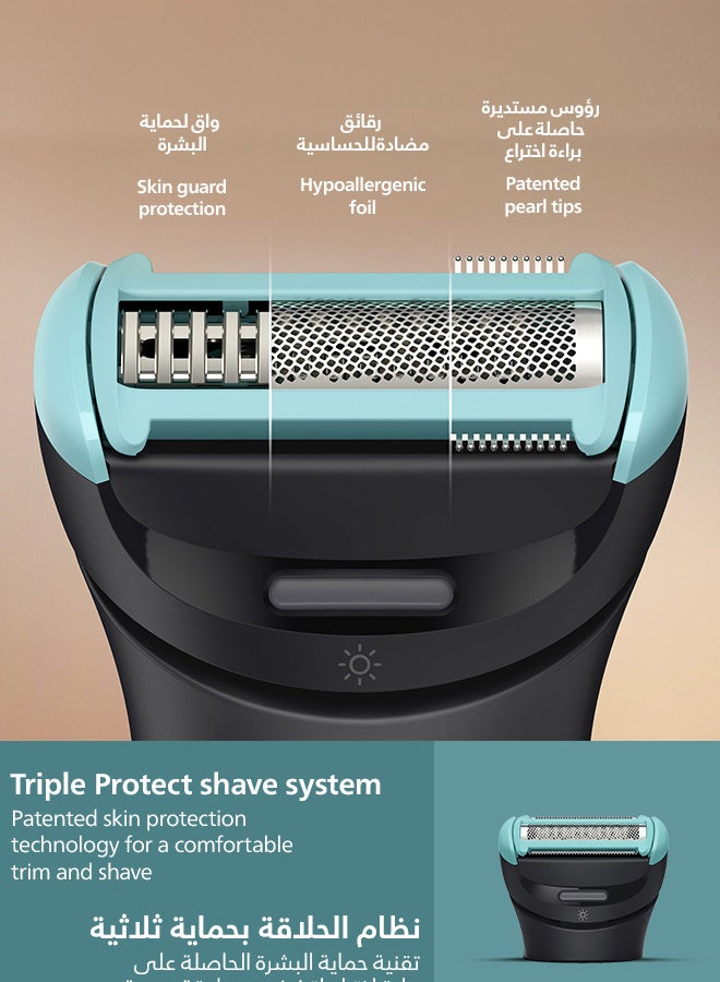 Philips Body Groomer Bg7470/15 | Trim & Shave Body Hair And Sensitive Areas | Wet & Dry | Flexible Head Follows Body | Smooth, Skin-Friendly Results | Combs 1–3 & 3–7 Mm | Up To 120 Min Cordless black/BG7470/15 - Image 5