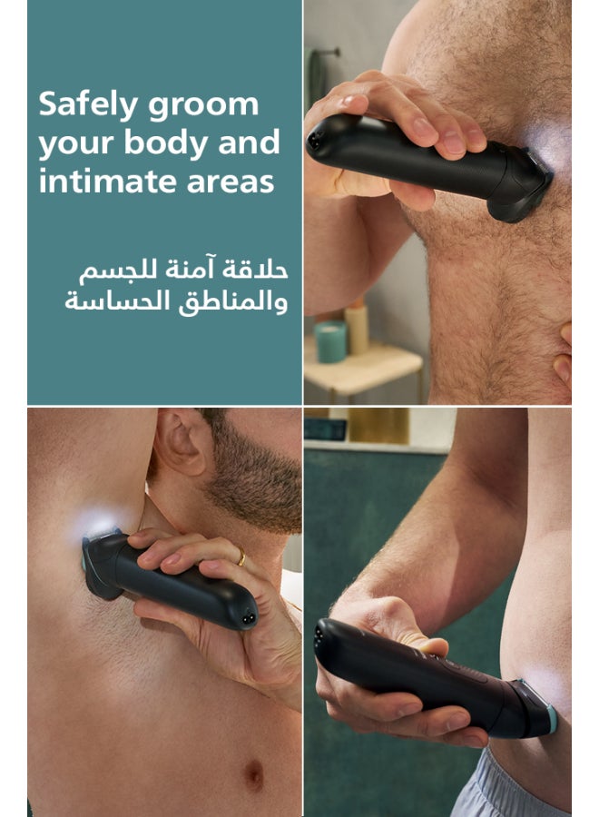 فيليبس ماكينة تشذيب وحلاقة للجسم BG7470/15 | رطب وجاف | رأس مرن يتبع انحناءات الجسم | حلاقة ناعمة لطيفة على البشرة | أمشاط 1–3 و3–7 مم + مشط للمناطق الحساسة | حتى 120 دقيقة لاسلكيًا - Image 3