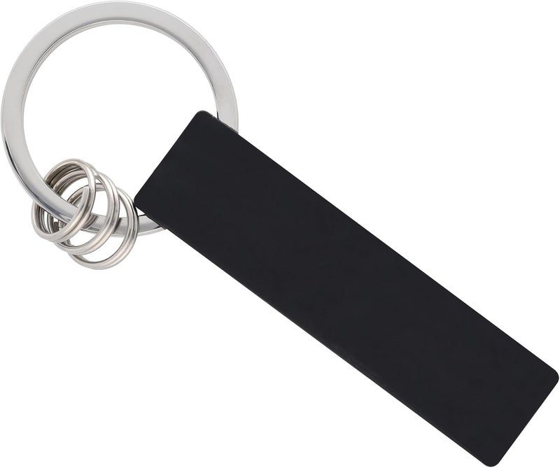 AMG Keyring, black and white, plastic/stainless steel, diamond pattern design, 14 cm, with large split ring and 3 mini split rings - Image 2