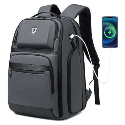 Fenree.geer Fenreegeer Grey Business Backpack for Men Fits 17 Inch Laptop Water Resistant 45L Travel Bag with USB Charging Port Expandable Mens Backpack for WorkCollegeCommuter - Image 1