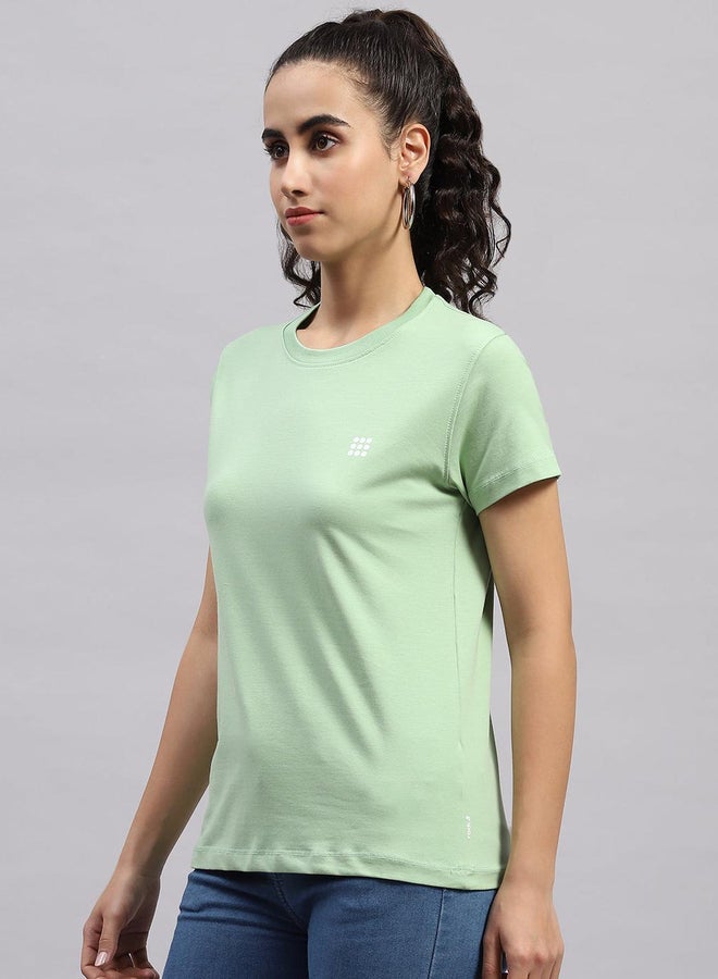 Rock.it Women Green Solid Round Neck Short Sleeve Top - Image 2