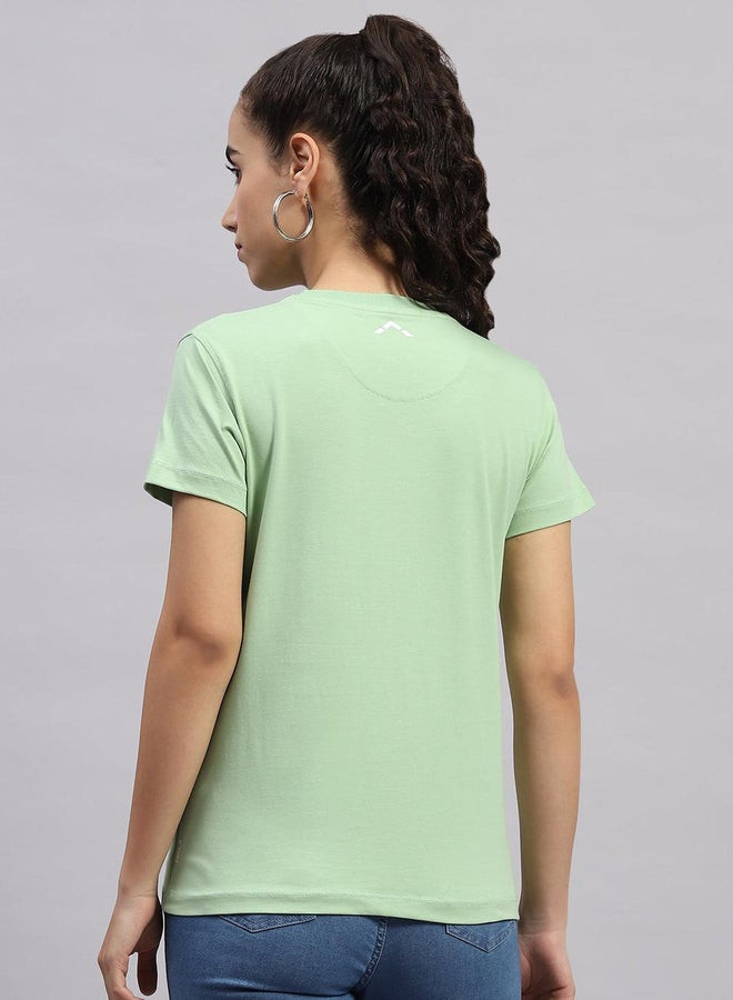 Rock.it Women Green Solid Round Neck Short Sleeve Top - Image 4