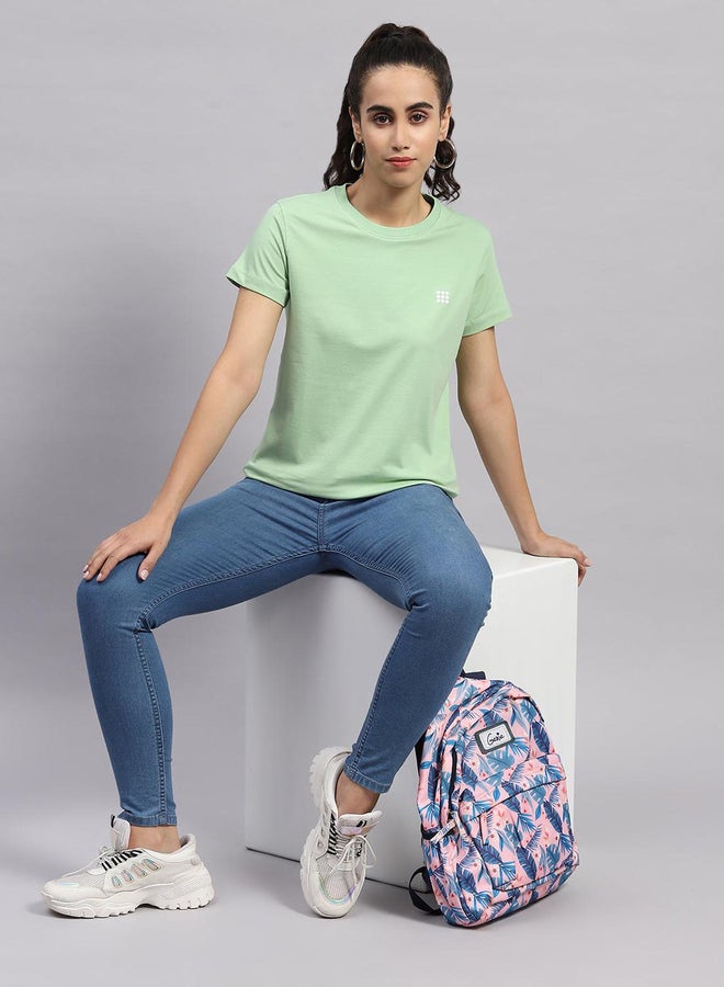 Rock.it Women Green Solid Round Neck Short Sleeve Top - Image 5