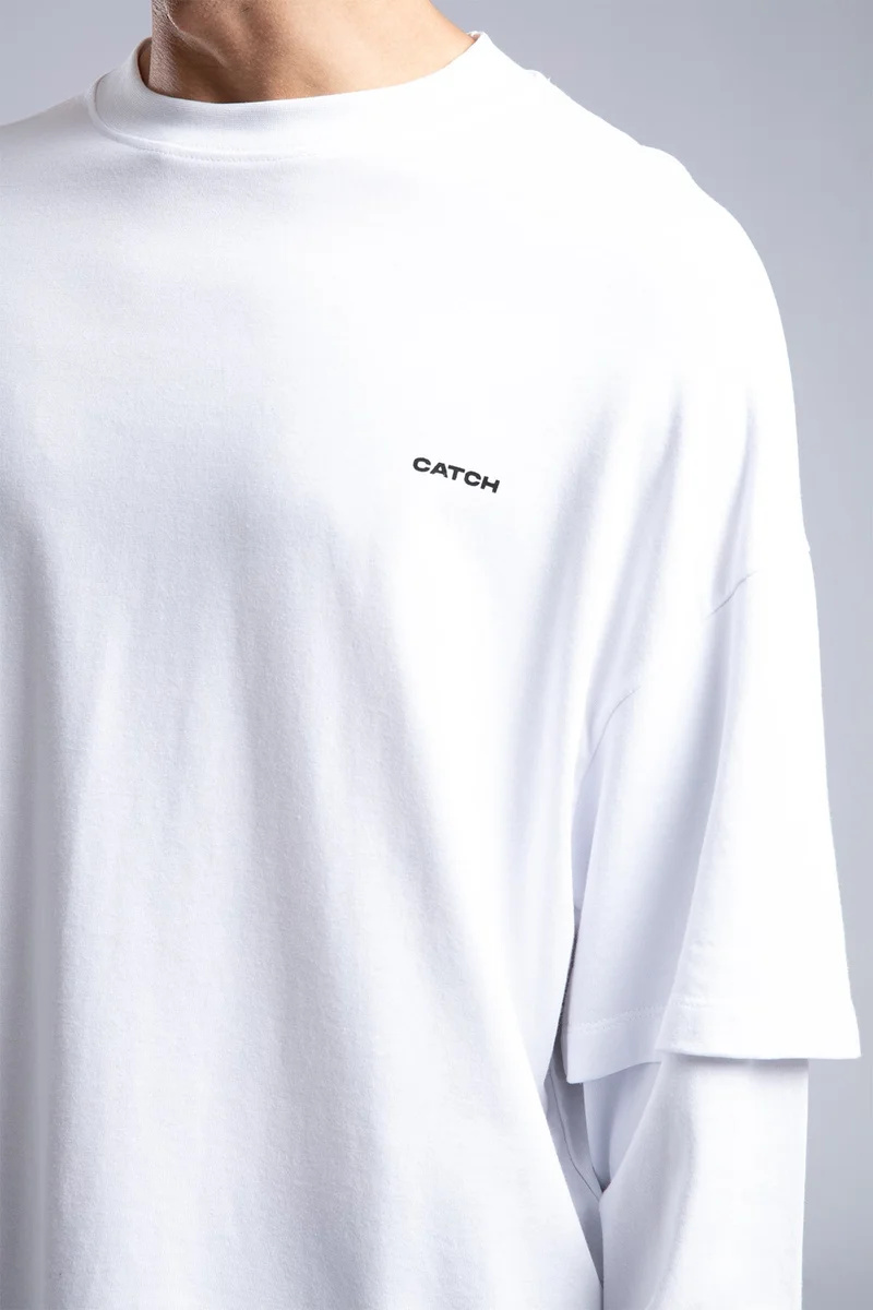 Catch Minimalist Logo Detail Basic Slim Sweatshirt