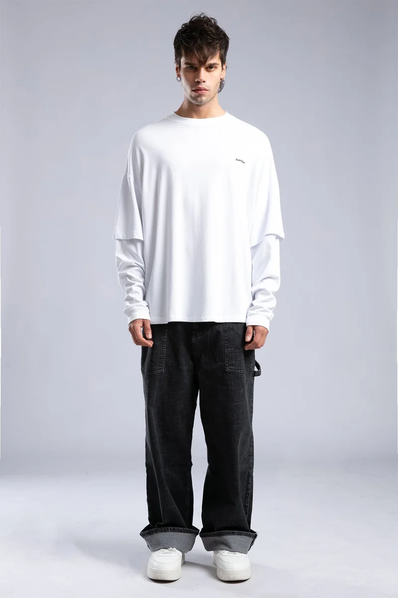 Catch Minimalist Logo Detail Basic Slim Sweatshirt