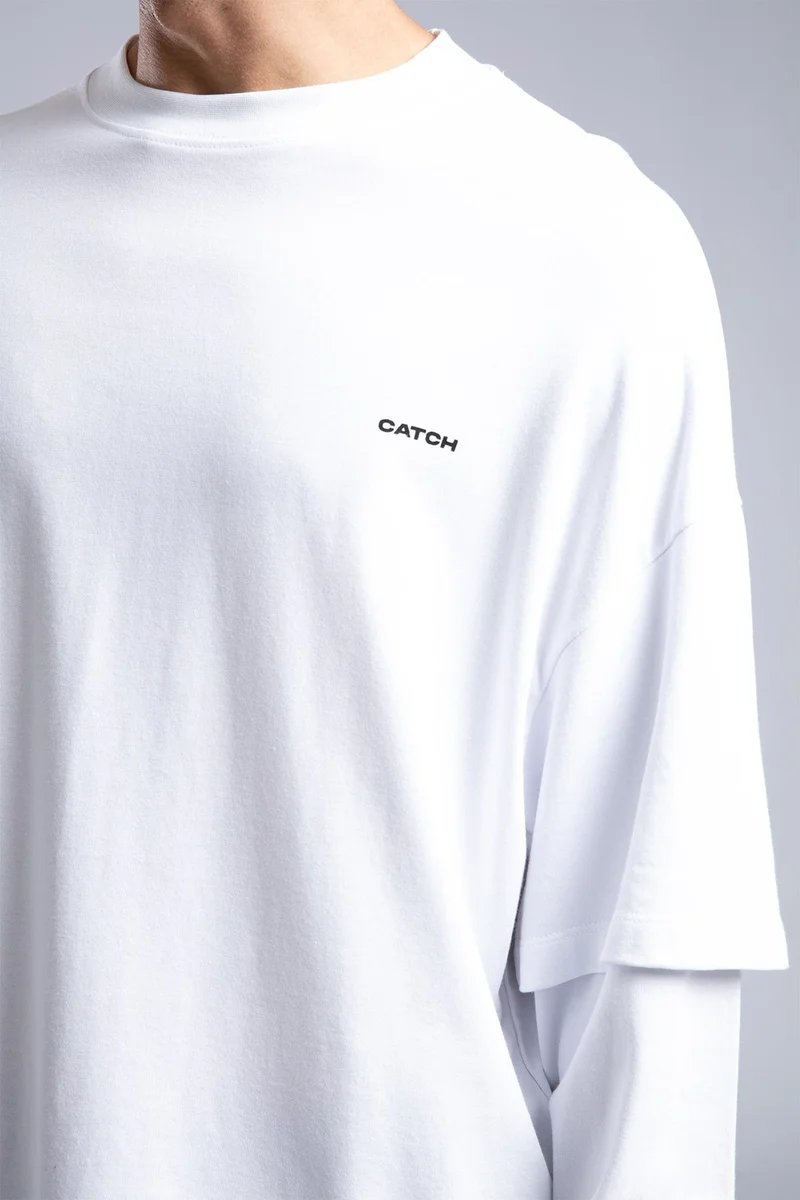 Catch Minimalist Logo Detail Basic Slim Sweatshirt