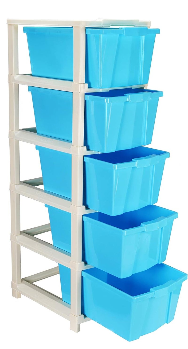 Joyful Studio 5 XlExtra large Modular Drawer made of Virgin Plastic for Home Office Parlor School Doctors Home and Kids Product Dimension 31cmx39cmx98 cm Colour Blue Tedemel - Image 1