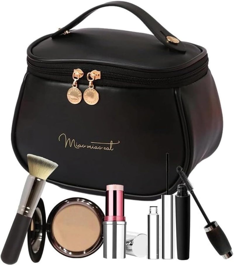 Sprqcart Large Capacity Waterproof Travel Cosmetic Bag with Handle and Divider - Multifunctional Makeup Organizer for Easy Access - Stylish Design, Black, Travel Accessories - Image 4