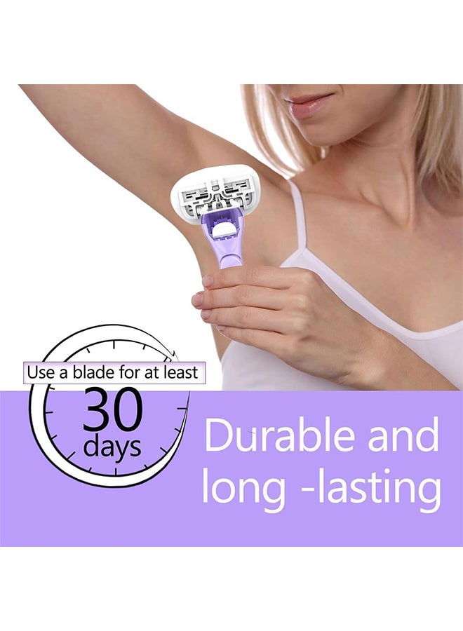 Women's Travel Razor Set, Purple, Plastic Handle, 1 Blade Holder 3 Blade Heads + Housing Box, Compact Portable Design for Sensitive Shaving (Purple) - Image 4