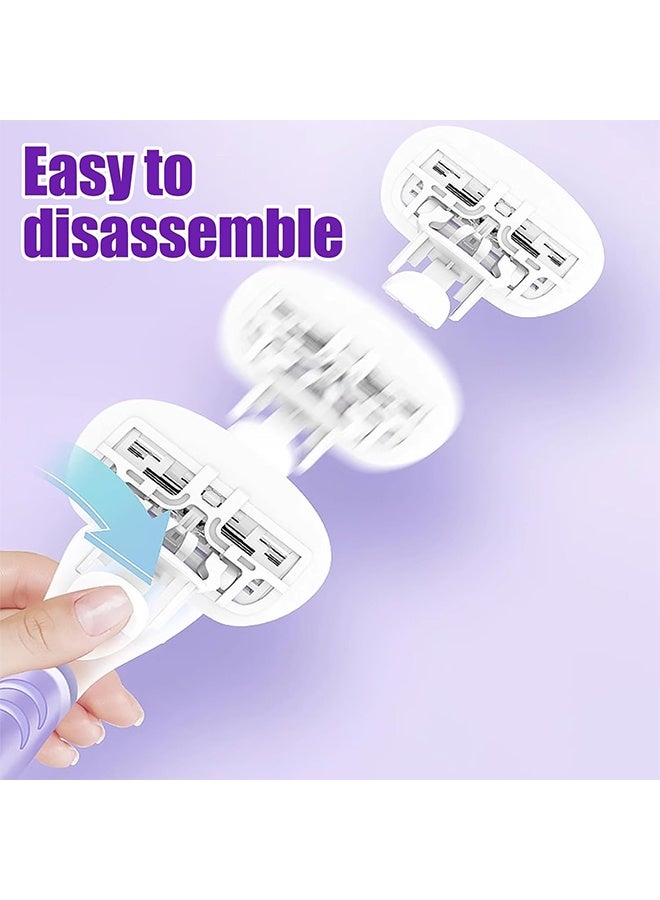 Women's Travel Razor Set, Purple, Plastic Handle, 1 Blade Holder 3 Blade Heads + Housing Box, Compact Portable Design for Sensitive Shaving (Purple) - Image 3
