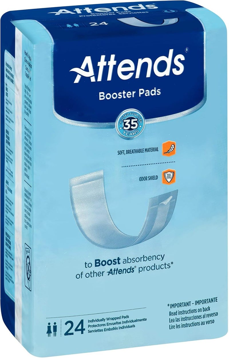 Attends Booster Pads for Adult Incontinence Designed to Boost Absorbency of Other Attends Products Unisex one Size 35x11 24 Count Pack of 8 - Image 1