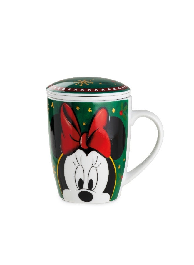 Egan Disney Winter Magic Infusion Cup 430 ml – Holiday Porcelain Tea Cup with Lid & Infuser | Premium Design | Christmas Gift for Tea Lovers | Dishwasher Safe