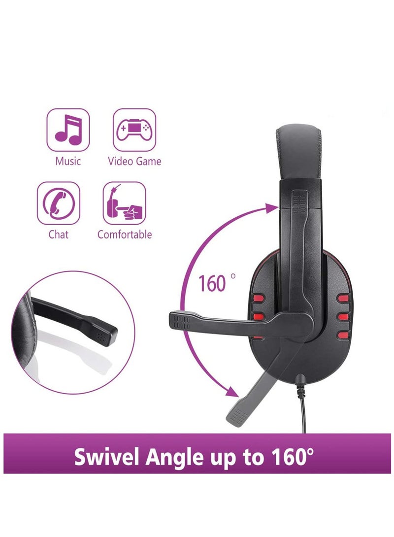 3.5mm Wired Gaming Headphones Over Ear Game Headset Noise Canceling Earphone with Microphone Volume Control for PC Laptop PS4 Smart Phone (Black/Red) - Image 3