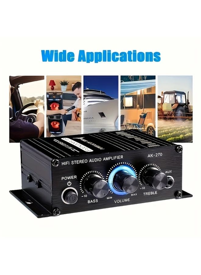 400W 2 Channel Car Audio Amplifier With Bass Boost Treble Control Aux RCA Input For Speakers - Image 5