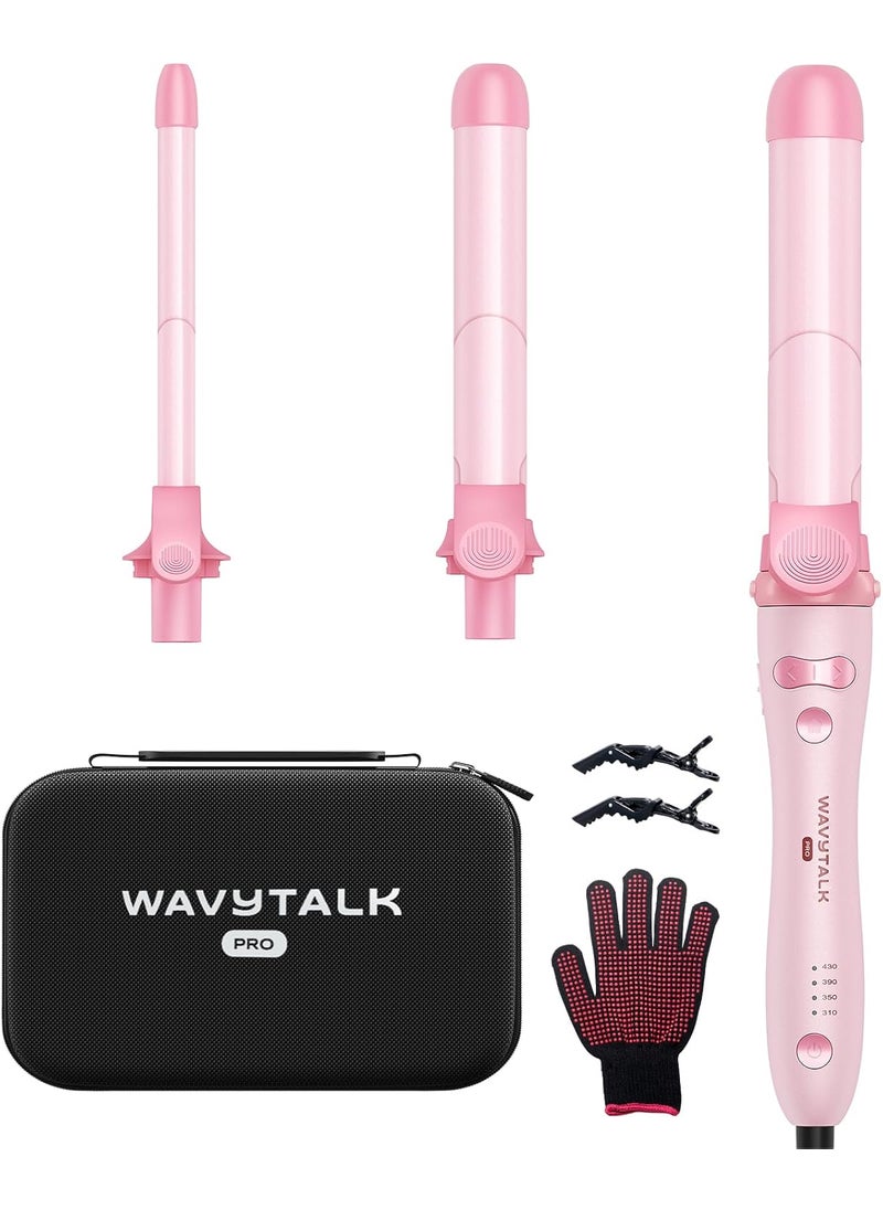 wavytalk - Wavytalk Rotating Curling Iron Set Curlmaker Pro Automatic Hair Curler with 3 Sizes Ceramic Barrel 051125 for Tight  Spiral Curls and Beach Waves Effortless Get LongLasting Styling Pink - Image 1