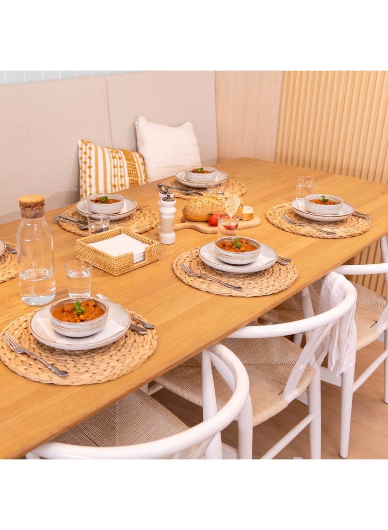 SYOSI 6 Pack Round Woven Placemats, Natural Water Hyacinth Wicker Table Mats, Braided Straw Dining Mats for Table Settings, Eco-Friendly, Durable, 13.8 Inch, Ideal for Dining Rooms, Kitchens, Weddings - Image 2