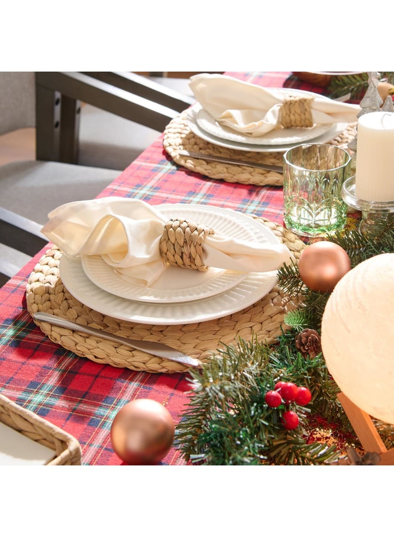 SYOSI 6 Pack Round Woven Placemats, Natural Water Hyacinth Wicker Table Mats, Braided Straw Dining Mats for Table Settings, Eco-Friendly, Durable, 13.8 Inch, Ideal for Dining Rooms, Kitchens, Weddings - Image 4