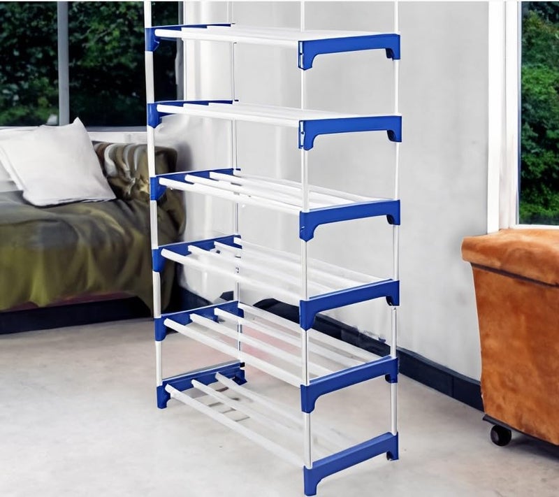 Demark DEMARK Premium 6-Tiers Shoe Rack/Multipurpose Storage Rack with Dustproof Cover (Iron Pipes, Non Woven Fabric, Plastic Connector 6-Layer-Book Shelf) - Image 3