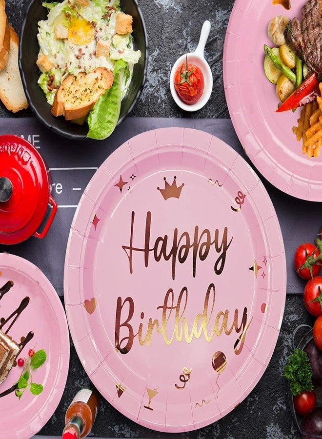 U/D Pink Birthday Party Supplies - Pink Paper Plates, Cups, Napkins Set for Girls' Birthday Party Decorations, Serves 16 - Image 4