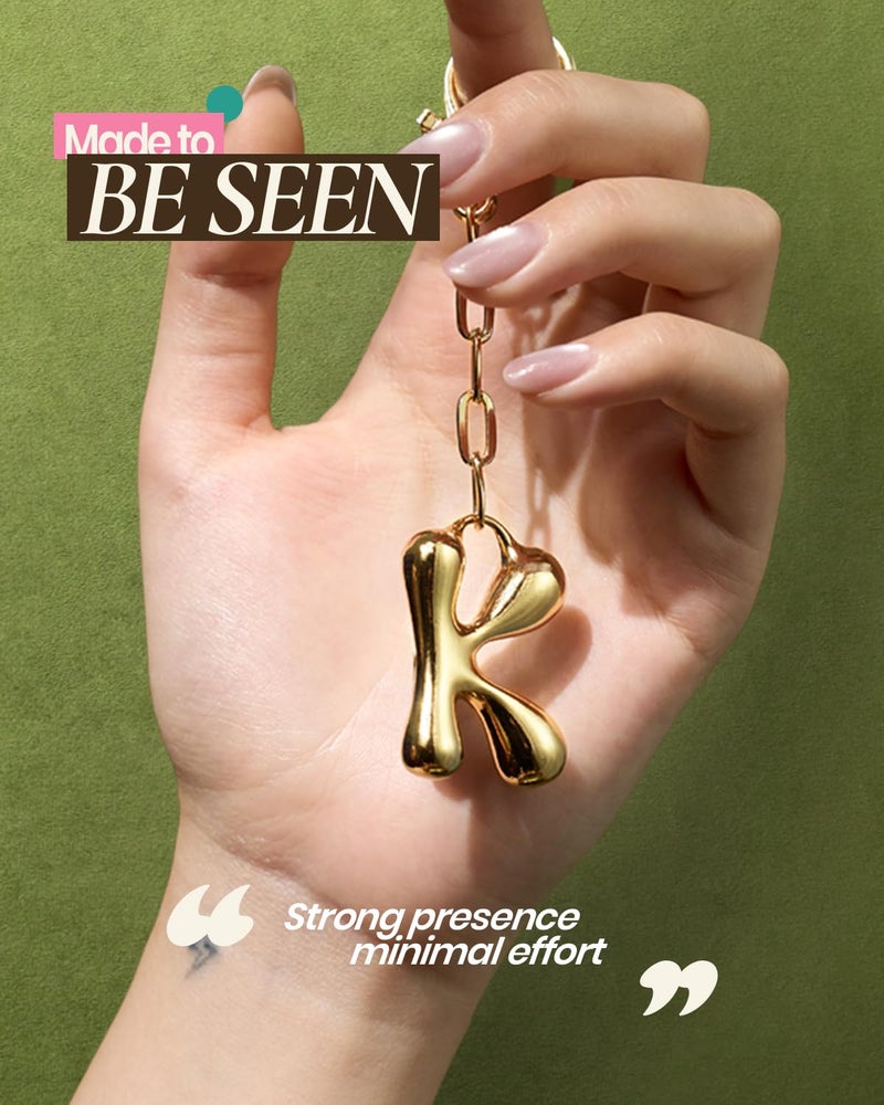 DoDoBeads Initial Keychains, Gold Bubble Bag Charm for Handbags, Cute Purse Keychain with Gold Chain, Personalized Pouch Charms for Bags, Letter E - Image 3