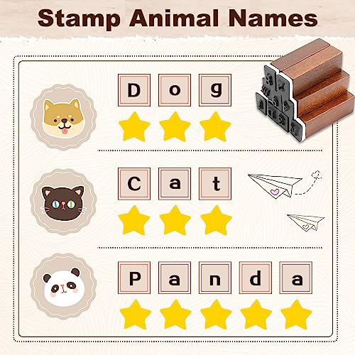 UCEC 70pcs Alphabet Stamps for Clay, Rubber Letter Stamps for Crafting, Wooden Letter Number and Symbol Stamp Set for Scrapbooking Supplies DIY Craft Card Making - Image 4